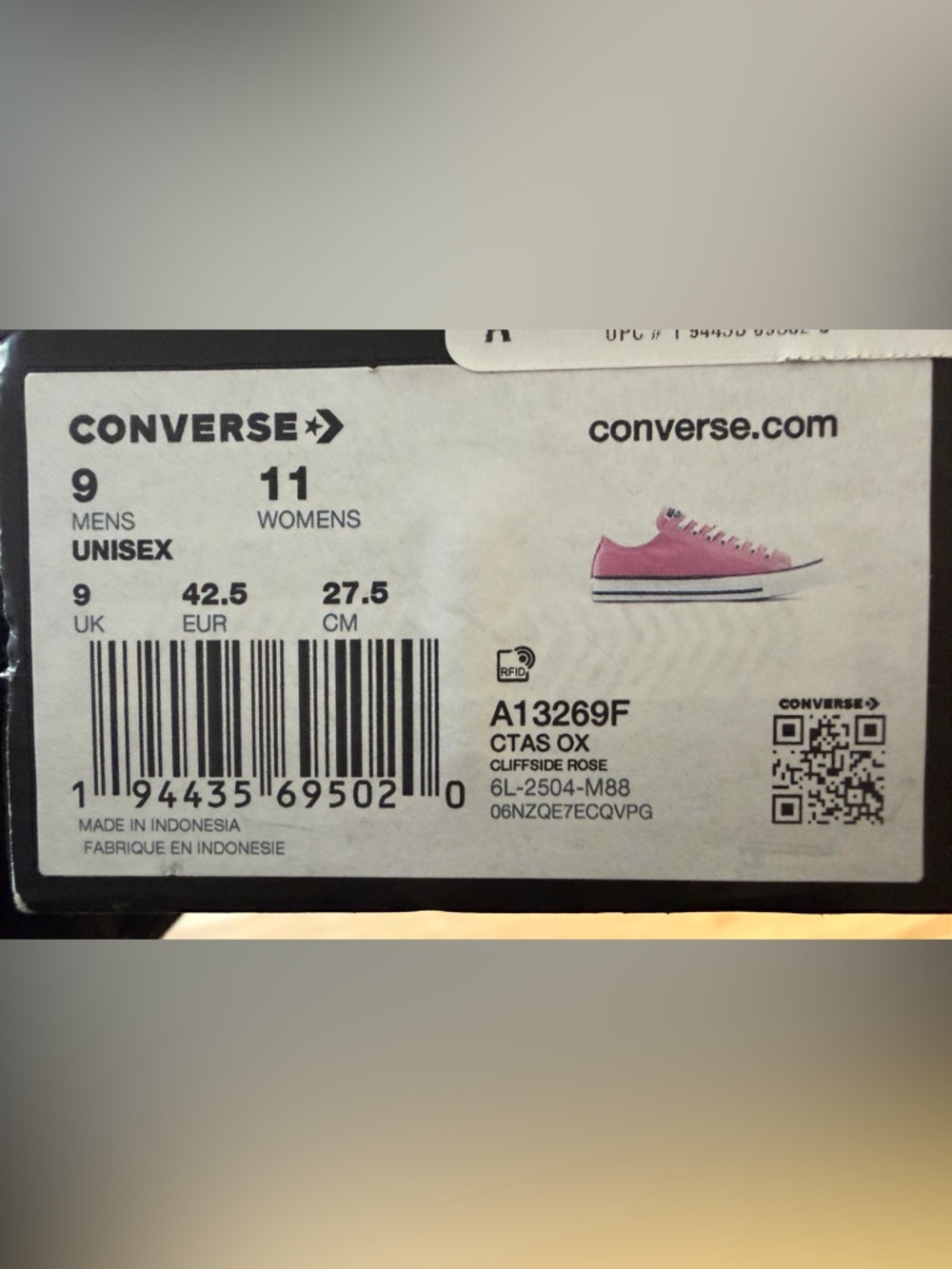 Converse Low Top Canvas Sneakers in Dusty Pink and White - Picture 7 of 8